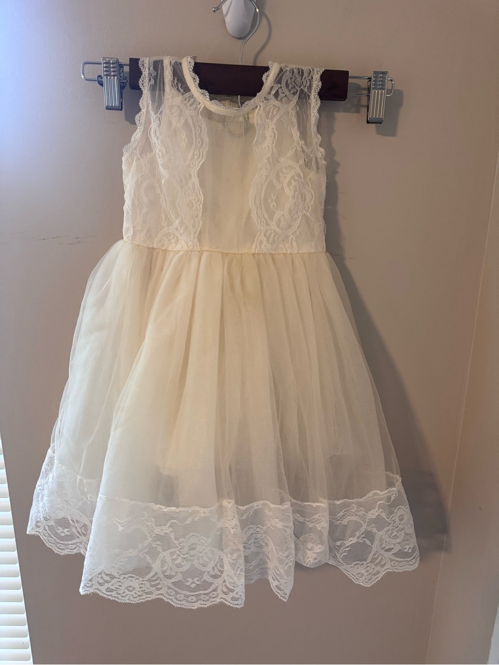Bow Dream Toddler Cream Tulle Lace Dress Flower Girl Wedding Party Boho 2T